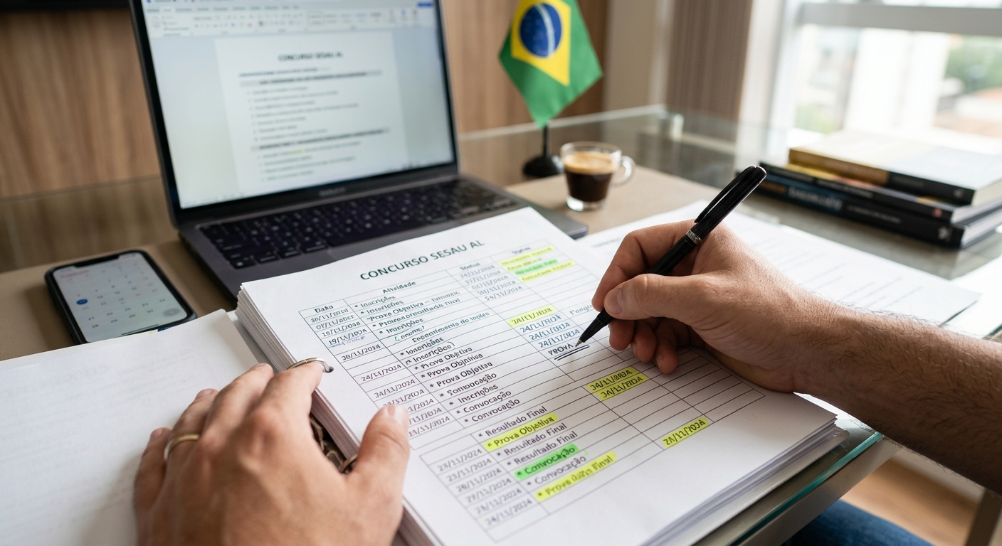 Análise do Cronograma do Concurso SESAU AL